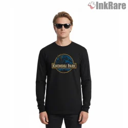 Khonshu Park Moon Knight Jurassic Style Mashup Shirt on black long sleeve shirt for men graphic tee