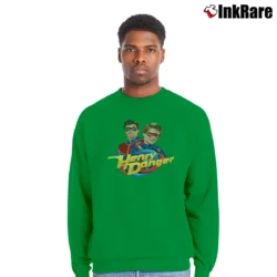 Men’s Kid Danger And Captain Man Crewneck Sweatshirt in irish green | Cozy Fabric, Clean Style