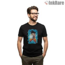 Kid Goku Electric Kamehameha Aura Shirt on black short sleeve shirt for men graphic tee