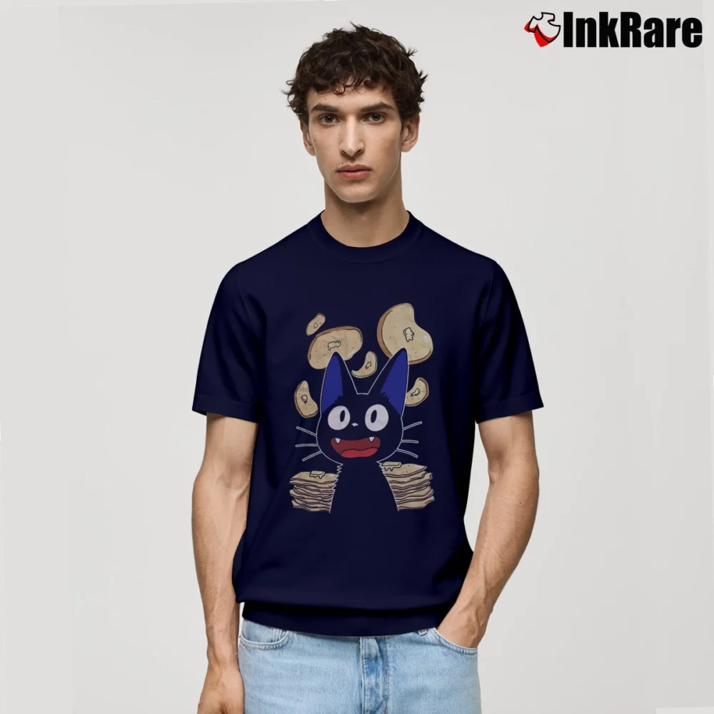 Men’s Kiki's Delivery Jiji Pancakes Ghibli Classic T-Shirt in navy | Soft, Breathable Everyday Wear