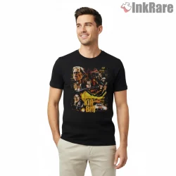 Kill Bill 2003 Cinematic Collage Action Poster Shirt on black short sleeve shirt for men graphic tee