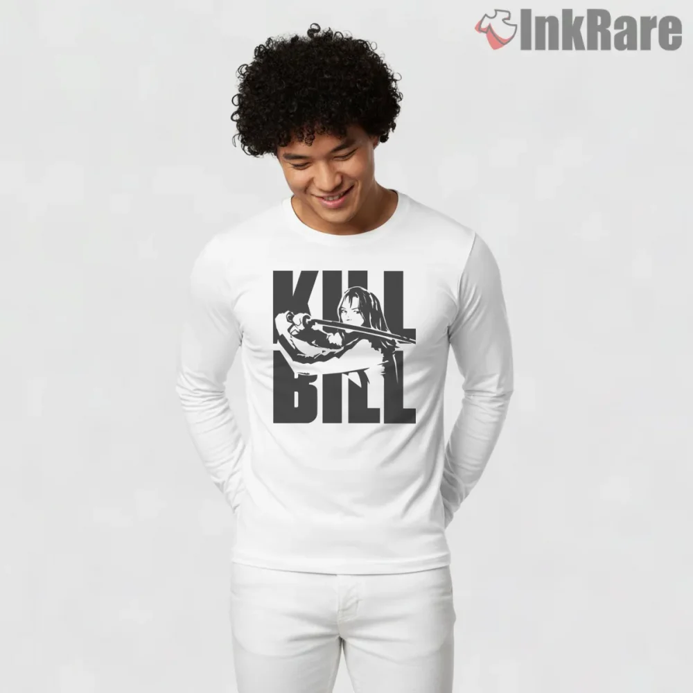 Kill Bill Black And White O Ren Ishii Action Shirt on white long sleeve shirt for men graphic tee