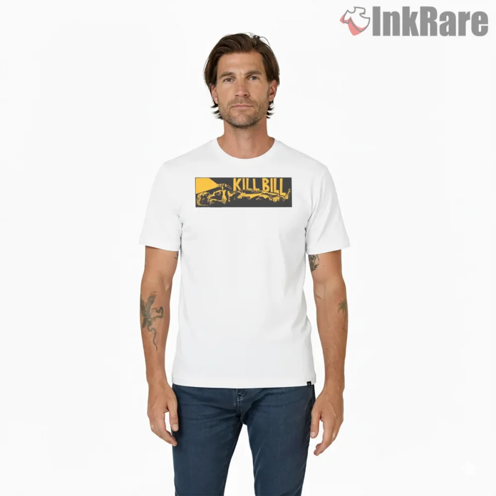 Kill Bill Buried Alive Coffin Scene Minimal Shirt on white short sleeve shirt for men graphic tee