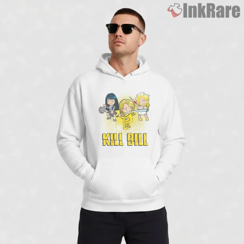 Kill Bill Chibi Dolls Squad Cartoon Mashup Shirt on white hoodie for men graphic tee