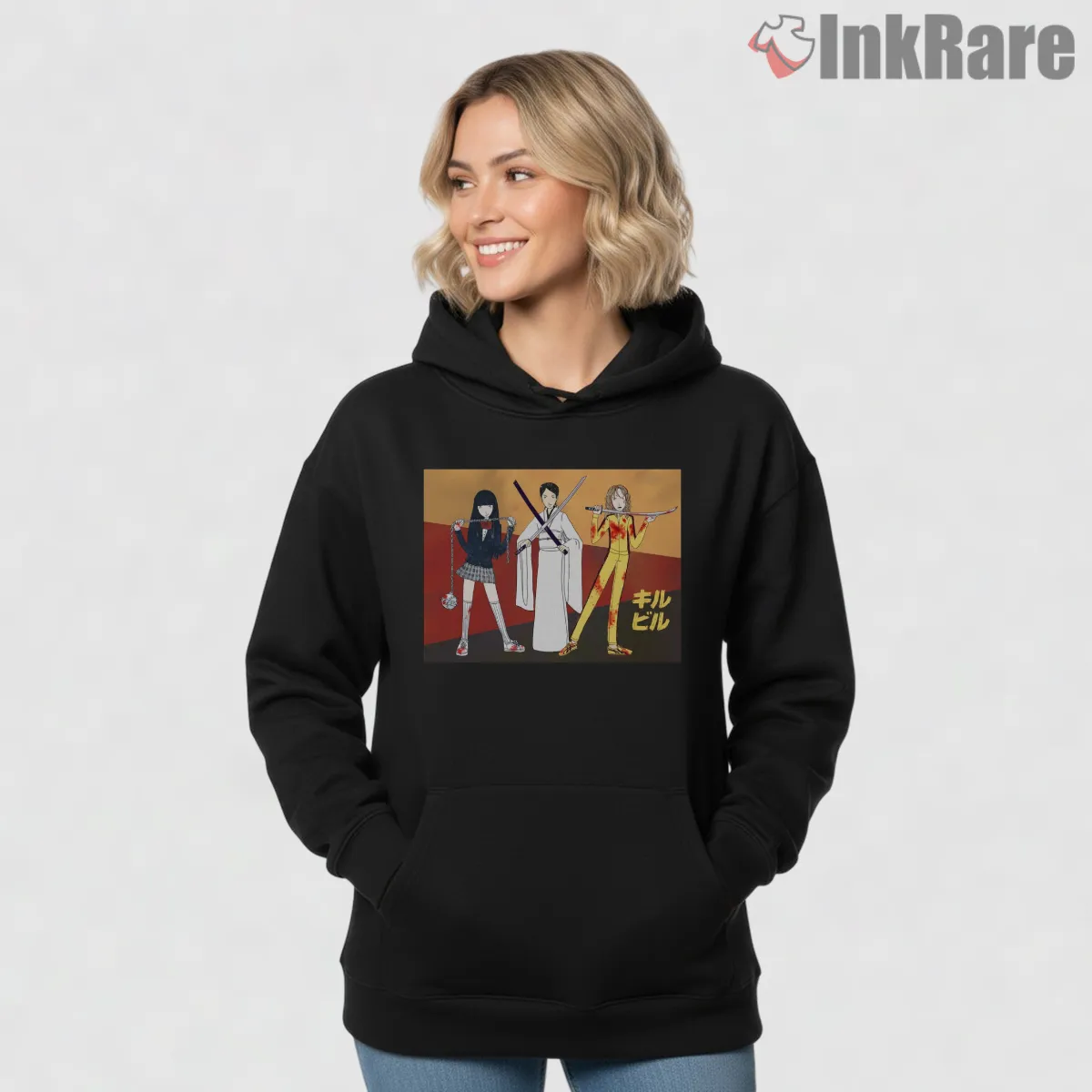 Kill Bill Female Assassins Trio Minimal Art Hoodie Black Kill Bill Female Assassins Trio Minimal Art Shirt on black hoodie for women graphic tee