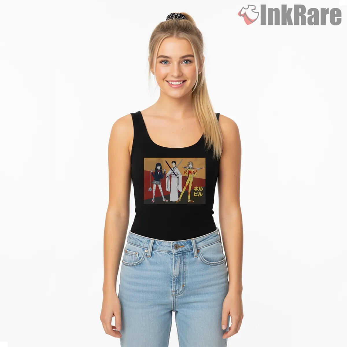 Kill Bill Female Assassins Trio Minimal Art Tank Top Black Kill Bill Female Assassins Trio Minimal Art Shirt on black tank top for women graphic tee