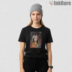 Kill Bill Painterly Portrait Beatrix Kiddo Art Shirt on black short sleeve shirt for women graphic tee