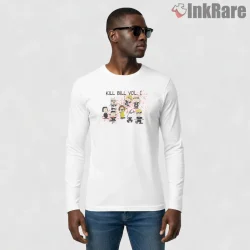 Kill Bill Peanuts Snoopy Friends Mashup Cartoon Shirt on white long sleeve shirt for men graphic tee