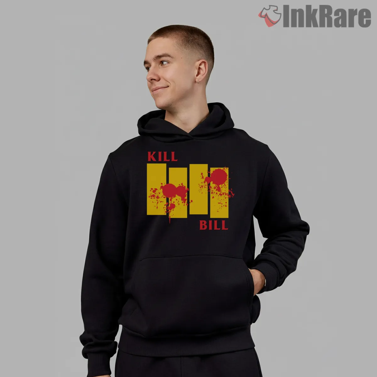 Kill Bill Revenge Flag Blood Splatter Graphic Hoodie Black Kill Bill Revenge Flag Blood Splatter Graphic Shirt on black hoodie for men graphic tee
