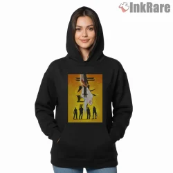Kill Bill Samurai Sword Crest Yellow Graphic Shirt on black hoodie for women graphic tee