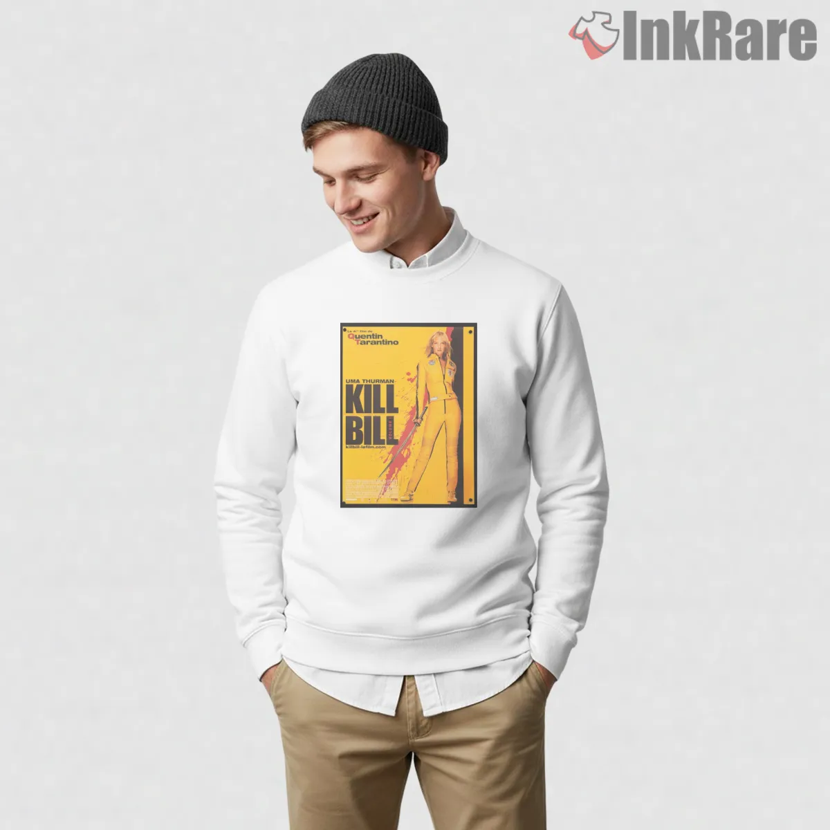 Kill Bill Uma Thurman Yellow Suit Classic Poster Shirt on graphic shirt for men graphic tee