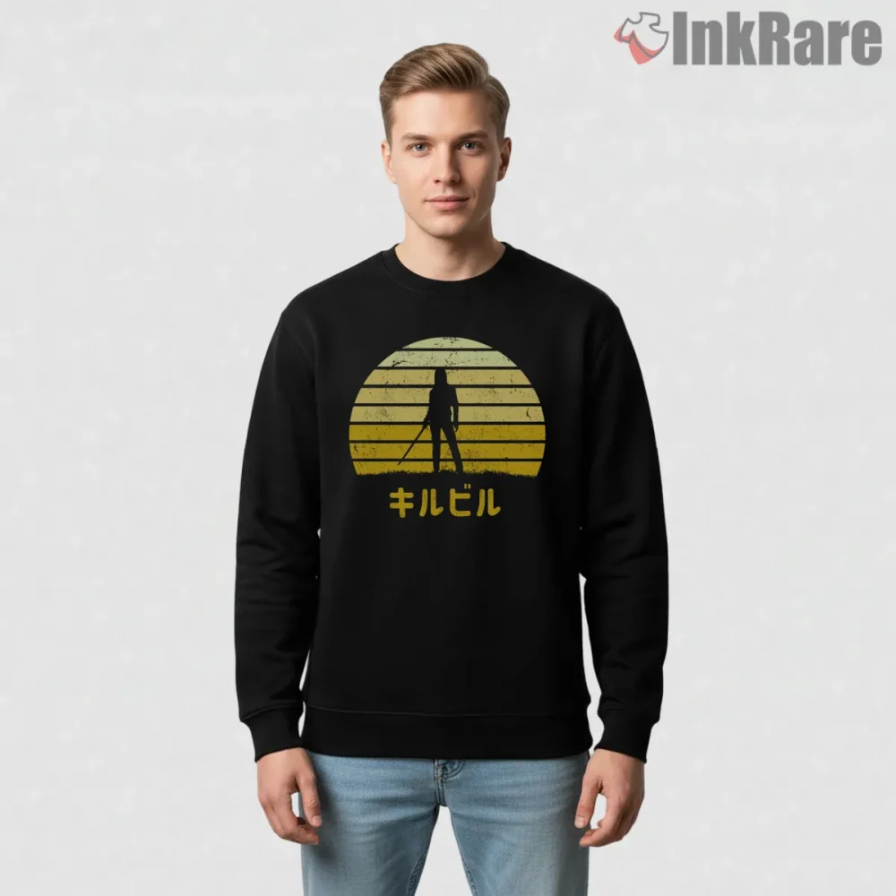 Kill Bill Vaporwave Sunset Silhouette Retro Aesthetic Shirt on graphic shirt for men graphic tee