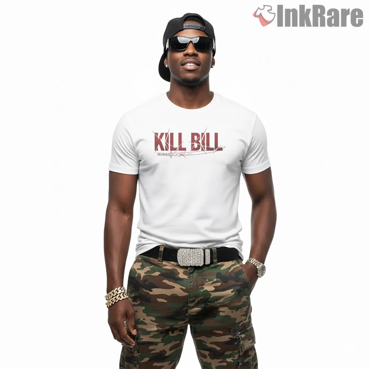 Kill Bill Vol 1 Distressed Red Logo Minimal Short Sleeve White Kill Bill Vol 1 Distressed Red Logo Minimal Shirt on white short sleeve shirt for men graphic tee