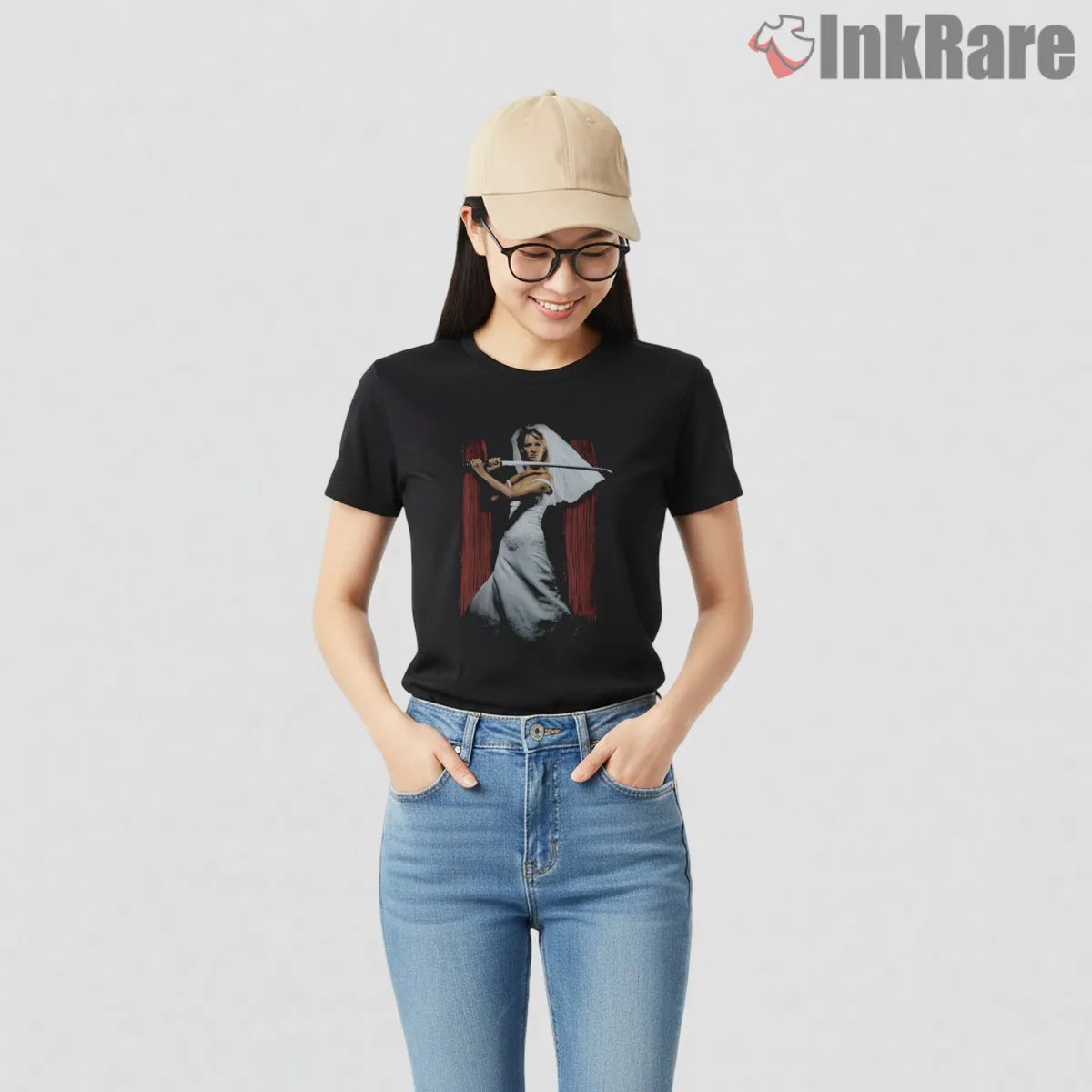 Kill Bill Vol 2 Bride Wedding Dress Katana Revenge Short Sleeve Black Kill Bill Vol 2 Bride Wedding Dress Katana Revenge Shirt on black short sleeve shirt for women graphic tee