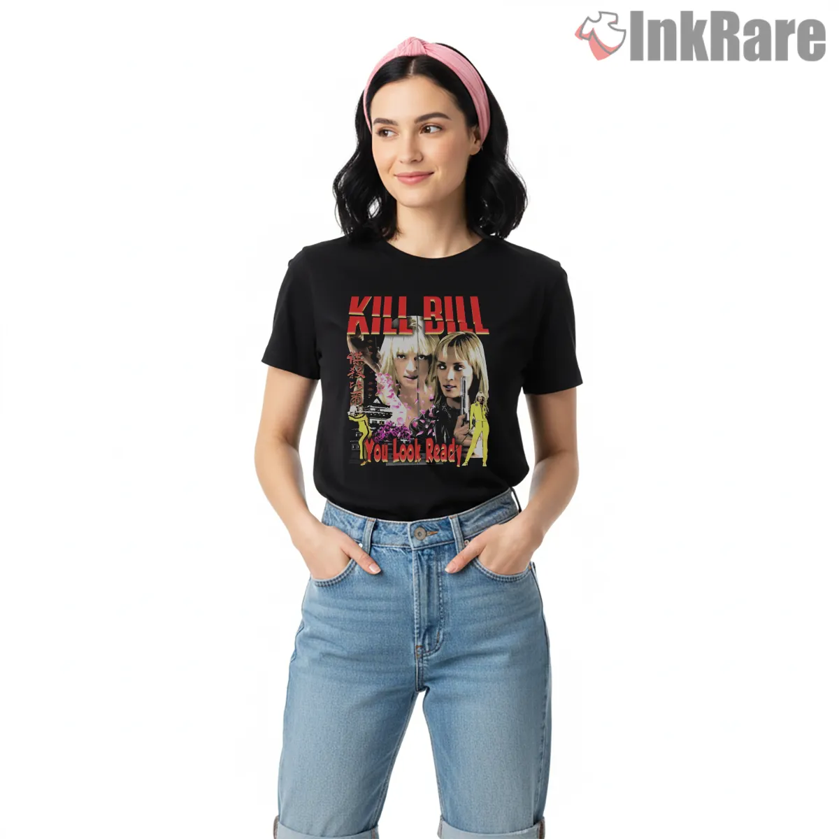 Kill Bill You Look Ready Dual Portrait Action Short Sleeve Black Kill Bill You Look Ready Dual Portrait Action Shirt on black short sleeve shirt for women graphic tee