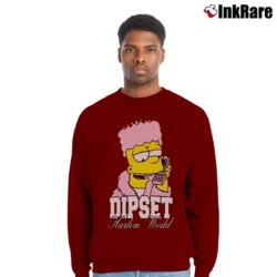 Men’s Killa Bart Dipset Camron Diplomats Simpsons Parody Crewneck Sweatshirt in maroon | Cozy Fabric, Clean Style