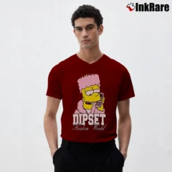 Men’s Killa Bart Dipset Camron Diplomats Simpsons Parody V-Neck Tee in maroon | Sharp, Breathable, Everyday Staple