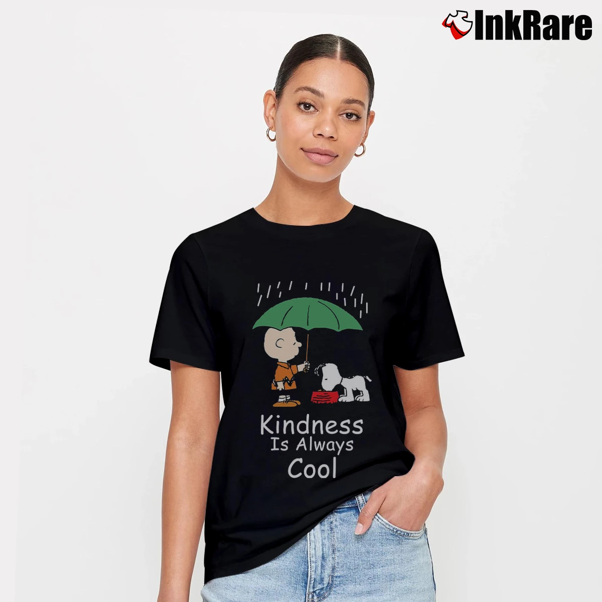 Kindness Is Always Cool Charlie Brown And Snoopy Women’s Tee in black – Effortless Style Women’s Kindness Is Always Cool Charlie Brown And Snoopy T-Shirt in black | Soft, Flattering Fit