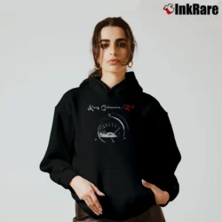 Women’s King Crimson Red Speedometer Band Cozy Hoodie in black | Warm, Structured, Stylish
