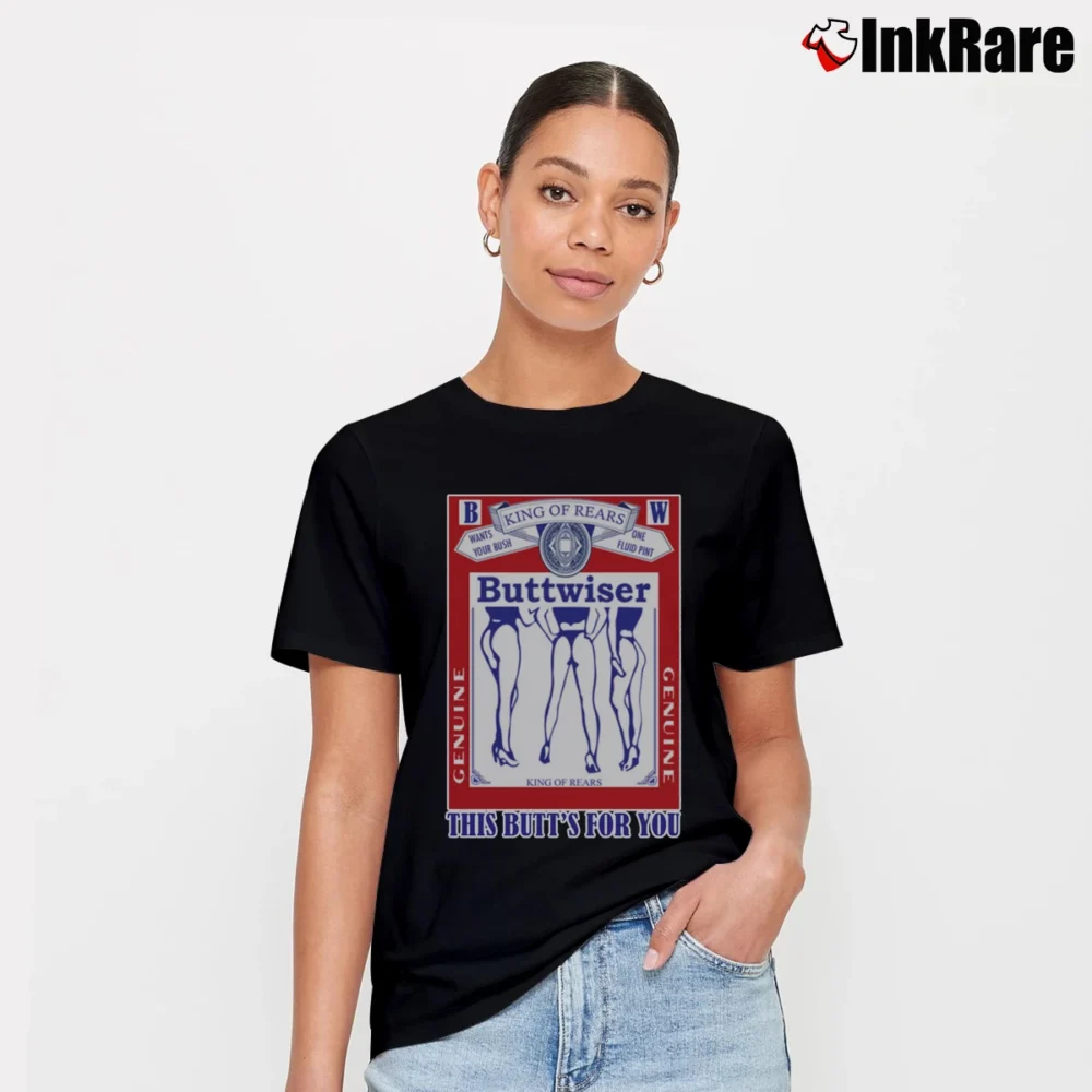 Women’s King Of Rears Buttweiser Funny Signature T-Shirt in black | Soft, Flattering Fit