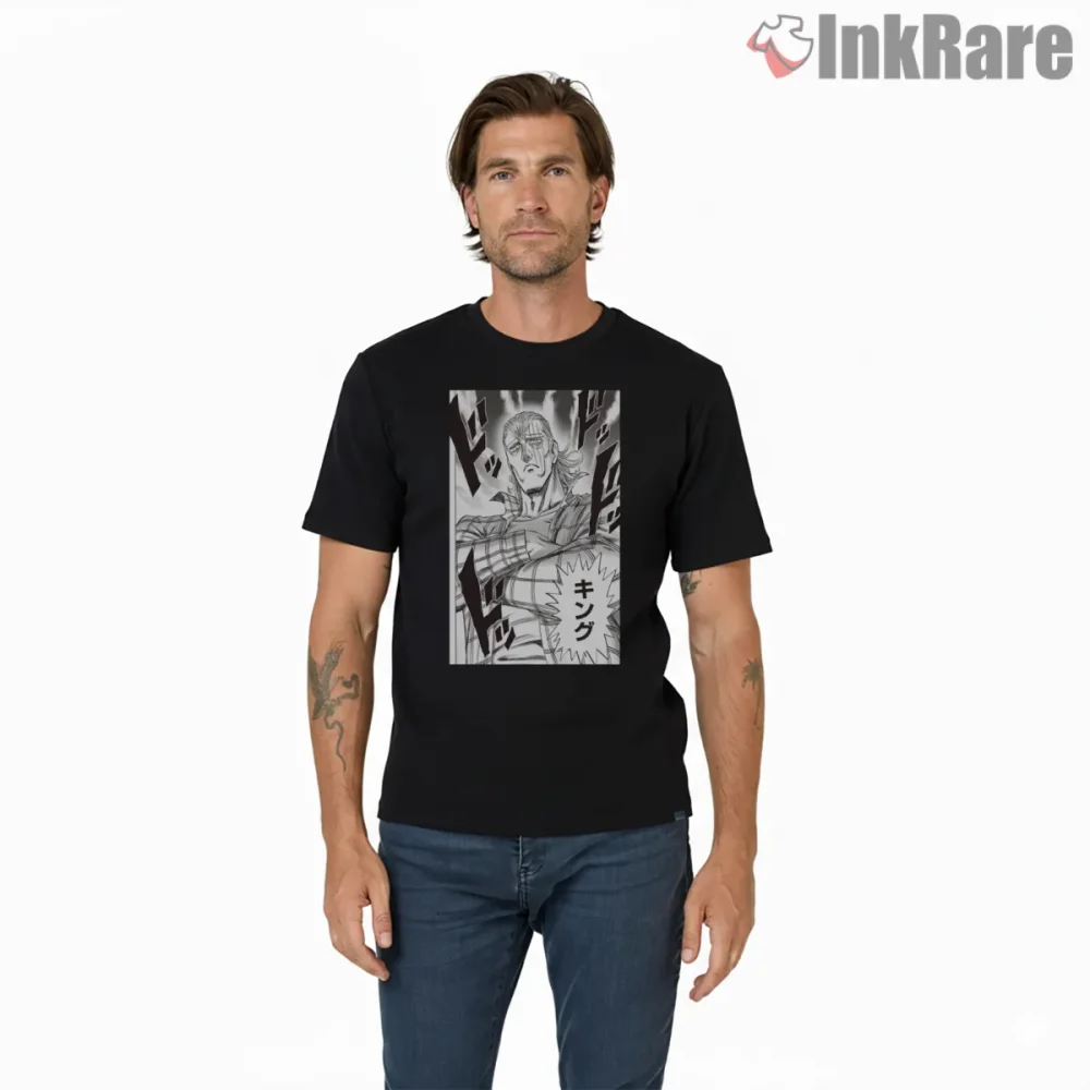 King The King Of Kings Manga Shirt on black short sleeve shirt for men graphic tee
