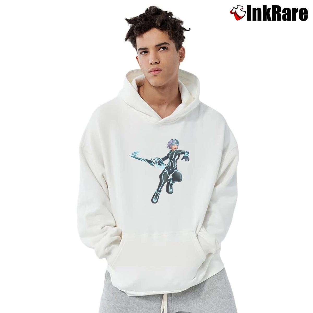 Men’s Kingdom Hearts Tron Legacy Pullover Hoodie in white | Cozy, Durable, Modern Fit