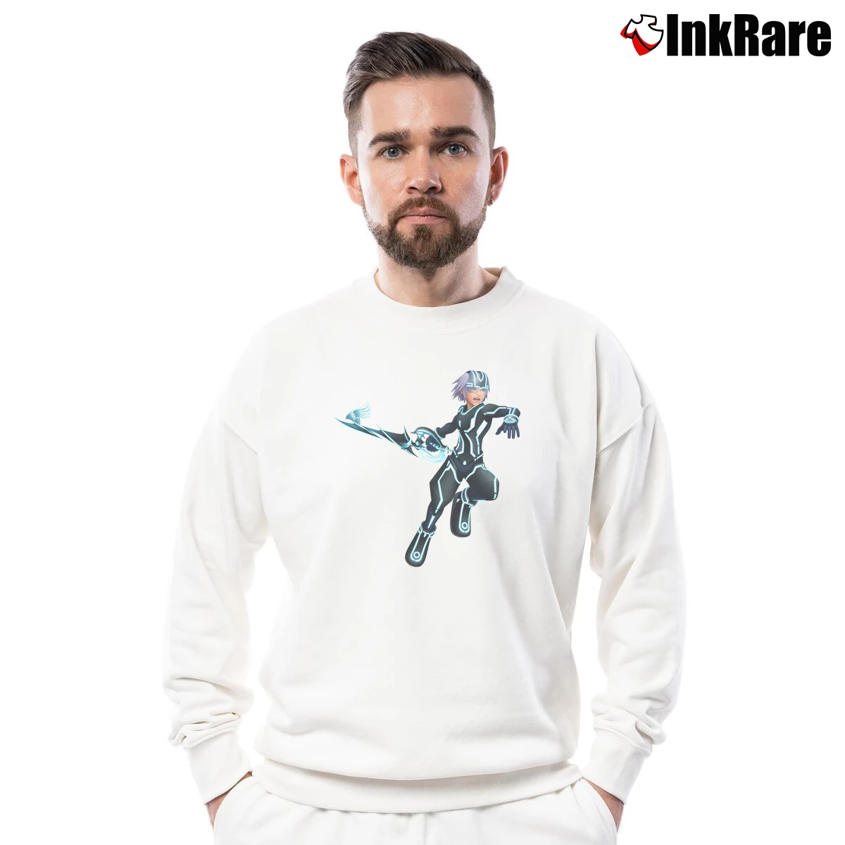 Men’s Kingdom Hearts Tron Legacy Crewneck Sweatshirt in white | Cozy Fabric, Clean Style