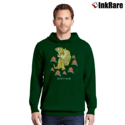 Men’s Kingly Mask KMK Japan Tiger Logo Sukajan Pullover Hoodie in forest green | Cozy, Durable, Modern Fit