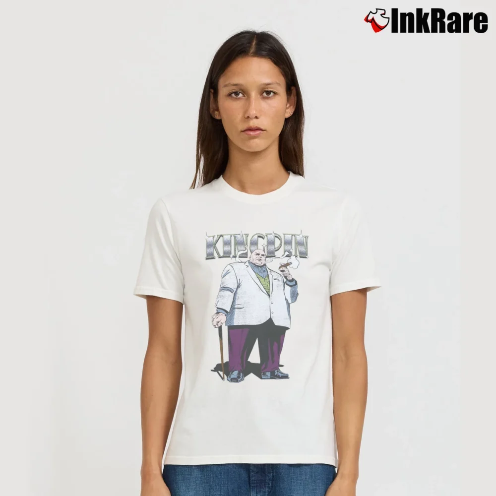 Women’s Kingpin Marvel Comics Midnight Graphic Signature T-Shirt in white | Soft, Flattering Fit