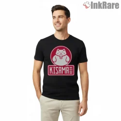 Kisama Beer Lucky Cat Logo Gta Parody Brand Shirt on black short sleeve shirt for men graphic tee