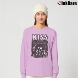 Women’s Kiss Mickey Donald Goofy Band Long-Sleeve Top in light pink | Sleek, Versatile, All-Season