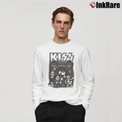 Men’s Kiss Mickey Donald Goofy Band Long-Sleeve Shirt in white | Sleek, Lightweight, Year-Round Wear