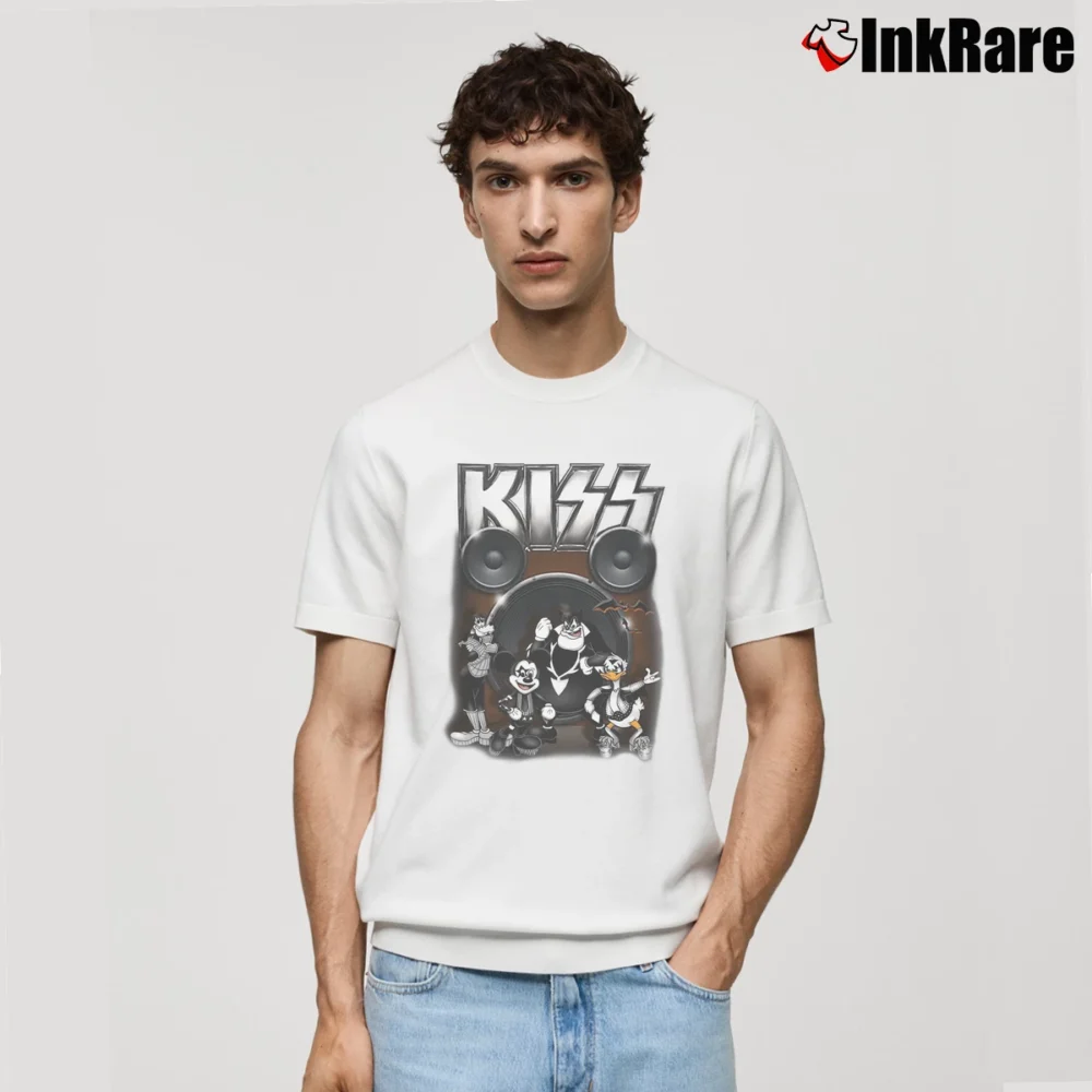 Men’s Kiss Mickey Donald Goofy Band Classic T-Shirt in white | Soft, Breathable Everyday Wear