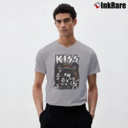 Men’s Kiss Mickey Donald Goofy Band V-Neck Tee in sport grey | Sharp, Breathable, Everyday Staple
