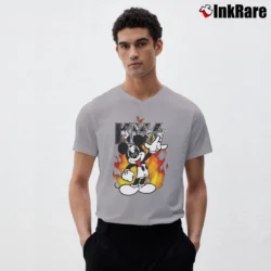 Men’s Kiss Mickey Mouse Band V-Neck Tee in sport grey | Sharp, Breathable, Everyday Staple