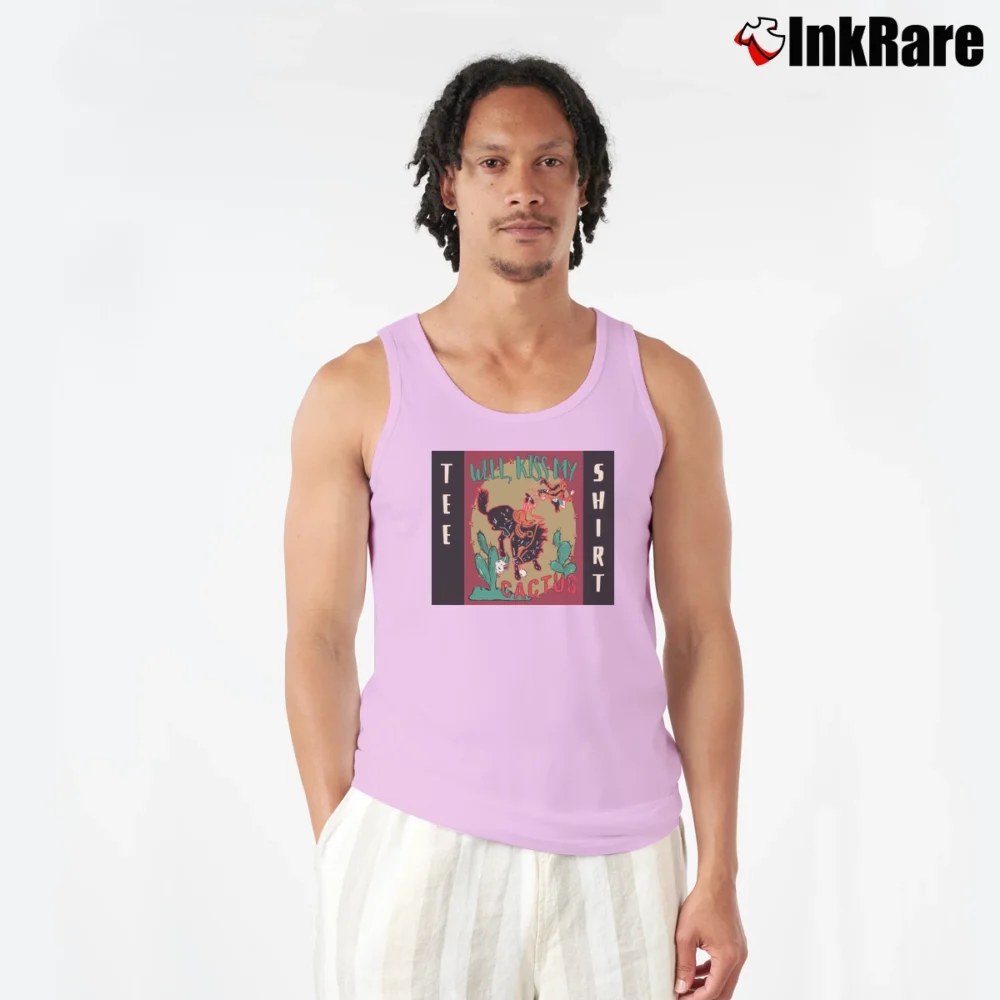 Men’s Kiss My Cactus Rodeo Cowgirl Tank Top in light pink | Breathable, Active-Friendly Design
