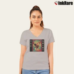 Women’s Kiss My Cactus Rodeo Cowgirl V-Neck Tee in sport grey | Chic Neckline, Soft Texture