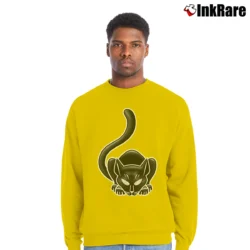 Men’s KISS Peter Criss 1975 Cadillac Michigan Cat Crewneck Sweatshirt in yellow | Cozy Fabric, Clean Style