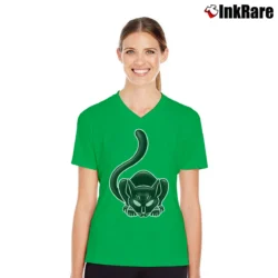 Women’s KISS Peter Criss 1975 Cadillac Michigan Cat V-Neck Tee in irish green | Chic Neckline, Soft Texture