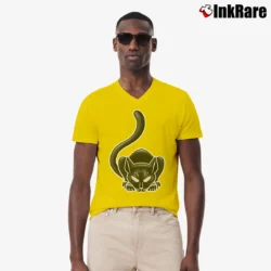 Men’s KISS Peter Criss 1975 Cadillac Michigan Cat V-Neck Tee in yellow | Sharp, Breathable, Everyday Staple