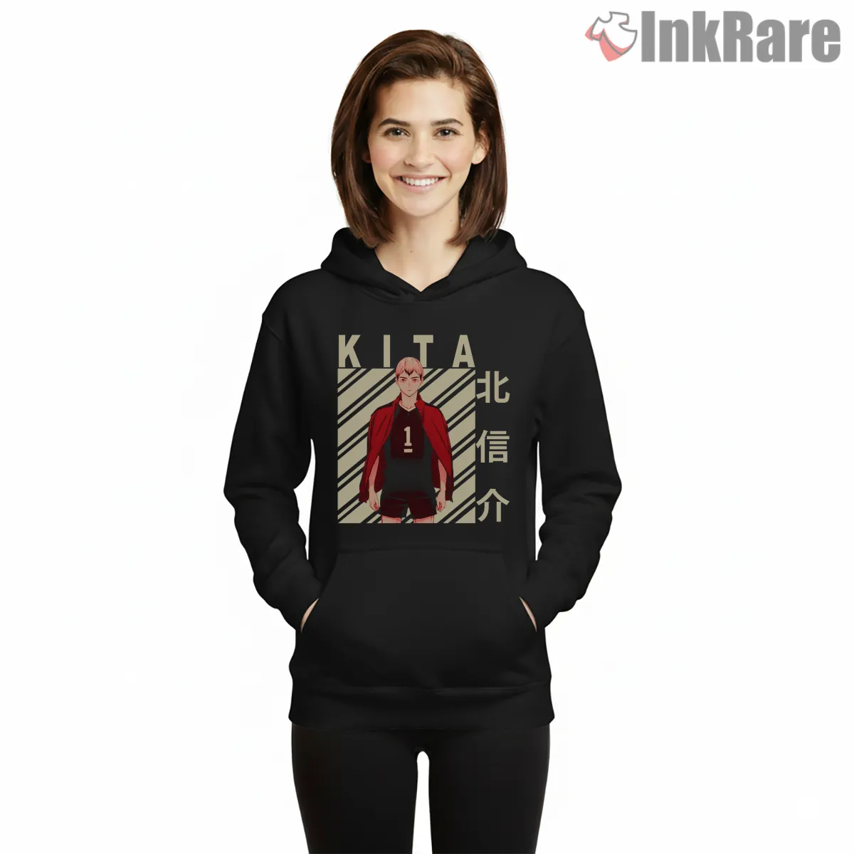 Kita Shinsuke Minimal Red Uniform Anime Shirt on black hoodie for women graphic tee