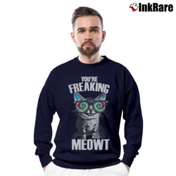 Men’s Kitty Cat You're Freaking Meowt Crewneck Sweatshirt in navy | Cozy Fabric, Clean Style