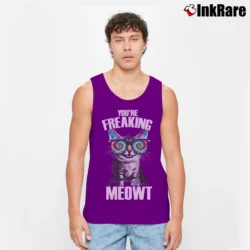 Men’s Kitty Cat You're Freaking Meowt Tank Top in purple | Breathable, Active-Friendly Design