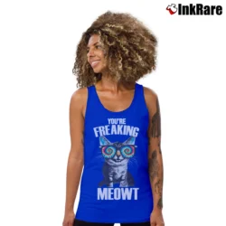 Women’s Kitty Cat You're Freaking Meowt Tank Top in royal blue | Lightweight, Movement-Friendly