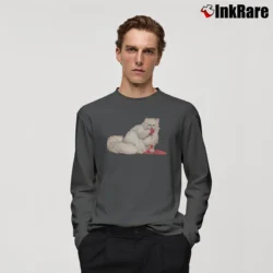 Men’s Kitty Dentata Feminist Cat Pussy Grabs Back Long-Sleeve Shirt in charcoal | Sleek, Lightweight, Year-Round Wear