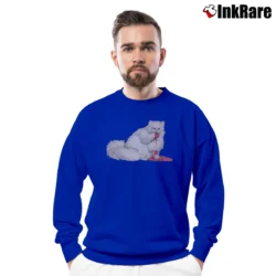Men’s Kitty Dentata Feminist Cat Pussy Grabs Back Crewneck Sweatshirt in royal blue | Cozy Fabric, Clean Style