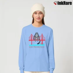 Women’s Kliban Cat Golden Gate Bridge 80s Crazy Graphic Long-Sleeve Top in light blue | Sleek, Versatile, All-Season