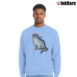 Men’s Kliban Cat Pirate Crewneck Sweatshirt in light blue | Cozy Fabric, Clean Style