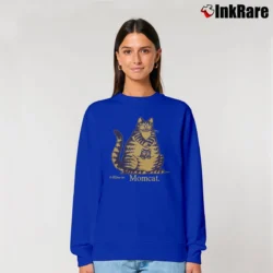Women’s Kliban Momcat 1975 Yellow Fitted Graphic Cat Relaxed Sweatshirt in royal blue | Soft, Laid-Back Vibe