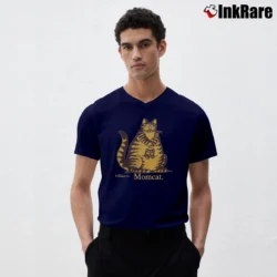 Men’s Kliban Momcat 1975 Yellow Fitted Graphic Cat V-Neck Tee in navy | Sharp, Breathable, Everyday Staple